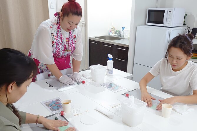 Beautiful Wagashi (Japanese Sweet) Making Class - Adding color and shaping the flowers