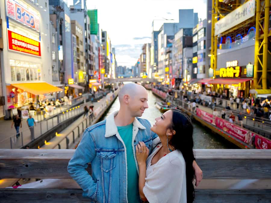 Cinematic Video shoot in Osaka - Meeting Irven outside Dotonbori Hotel