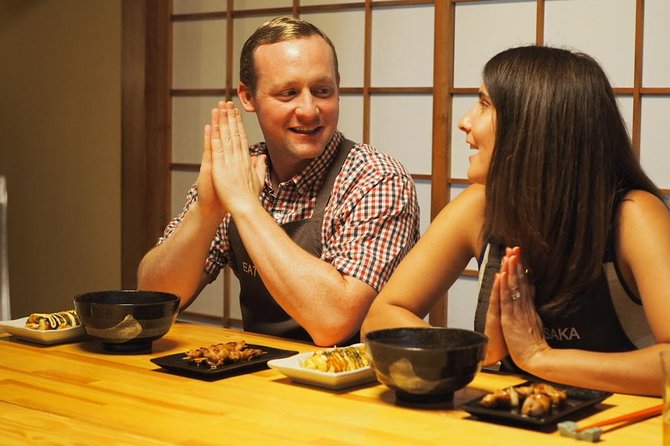 Eat Osaka: Street Food Cooking in an Authentic Kitchen! - Eating what you prepare with beer, sake, or tea