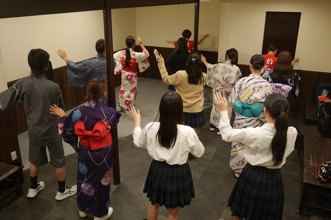 Let’s Dance Bon Odori Japanese folk Dance near Tsutenkaku - Learning Bon Odori at Ebisuza near Tsutenkaku