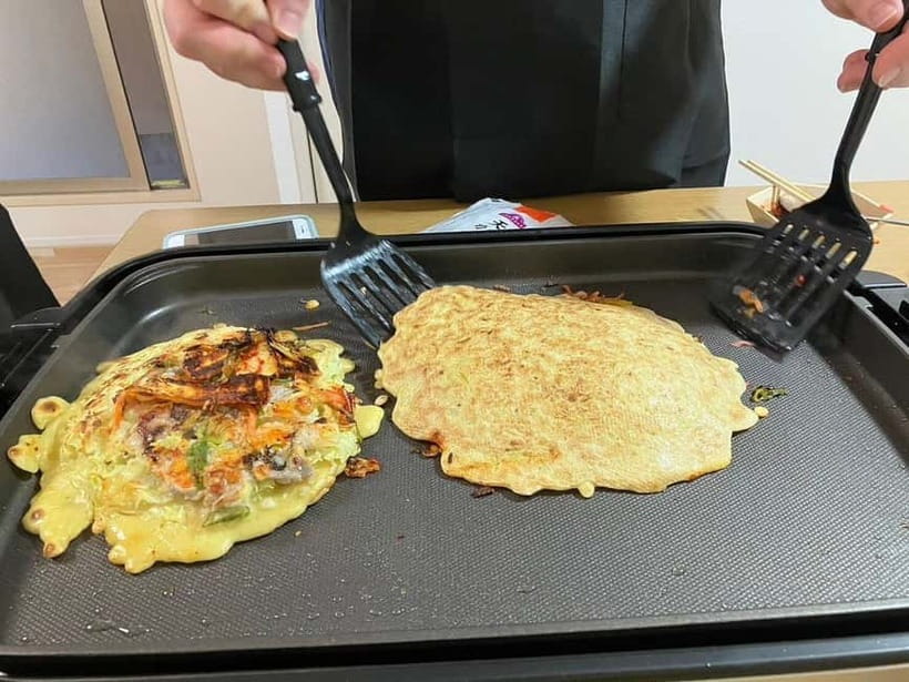 Osaka : Cooking Class Okonomiyaki & Takoyaki course in Nanba - Turning takoyaki without losing the plot