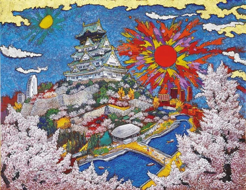 Osaka: Koji Kinutani Tenku Art Museum Entry Ticket - The blue and red exhibition zones