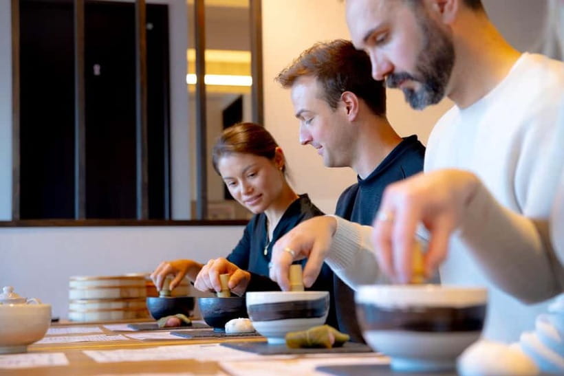 Osaka: Matcha Making Experience with Japanese Sweets - Drinking matcha with Japanese sweets