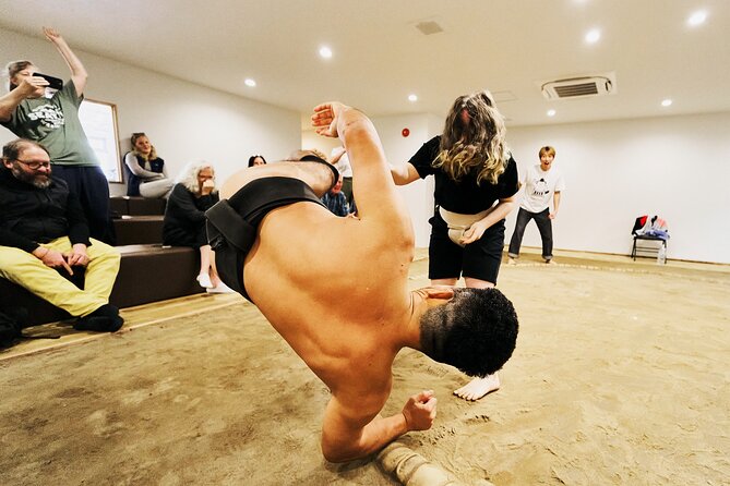 Osaka Sumo Experience with Live Show and Audience Challenge - The tachiai gives the show its biggest burst of drama